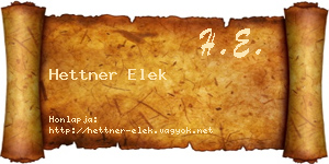 Hettner Elek névjegykártya